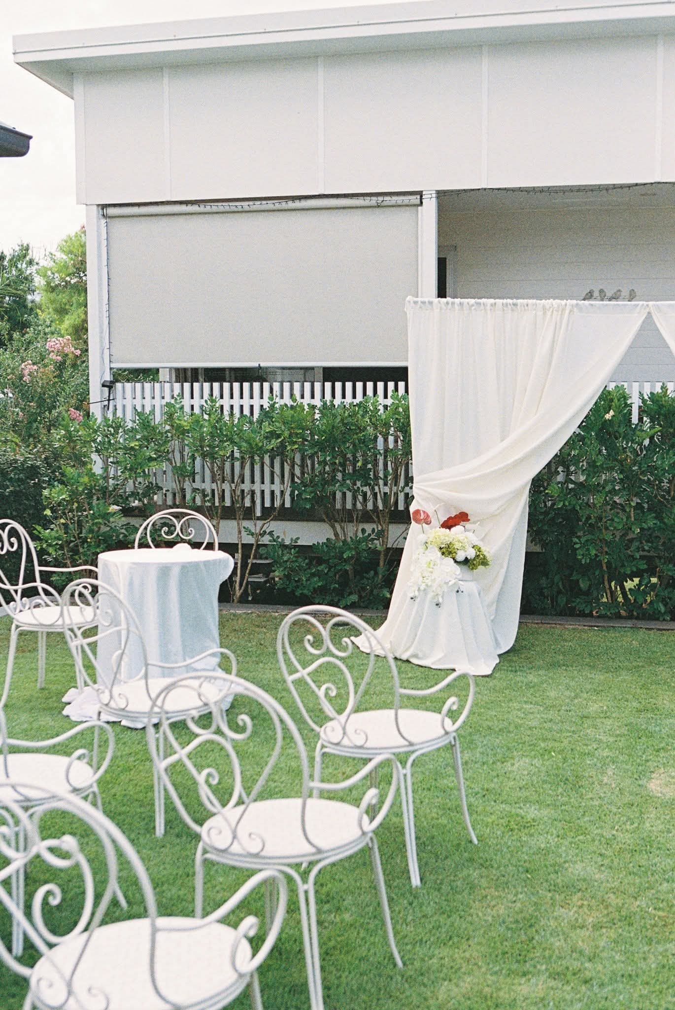 Garden vows with hire chairs